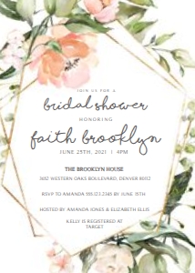 Floral Metallic Geometric Bridal Shower Invitation: Floral Metallic Geometric Bridal Shower Invitation