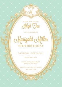 Princess High Tea Party Invitation - Mint Green: Princess High Tea Party Invitation