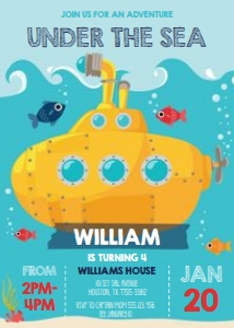 Yellow Submarine Party Invitation: Yellow Submarine Party Invitation