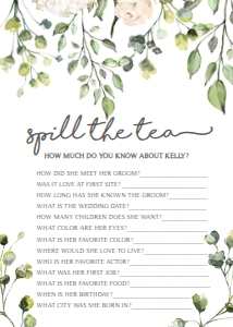 Floral Greenery Bridal Shower Game: Floral Greenery Bridal Shower Game