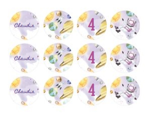 Space Party Cupcake Toppers for Girls: Space Party Cupcake Toppers for Girls