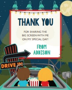 Drive-In Movie Party Thank You Cards: Drive-In Movie Party Thank-You Cards