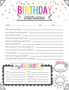 Birthday Interview for Girls: Birthday Interview for Girls