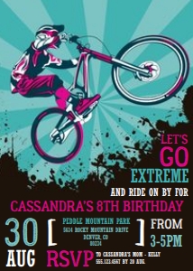 BMX Party Invitation for Girls: BMX Party Invitation for Girls