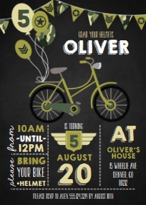 Vintage Army Bicycle Birthday Party Invitation: Vintage Army Bicycle Birthday Party Invitation