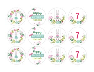 Bunny Birthday Party Cupcake Toppers: Bunny Birthday Party Cupcake Toppers