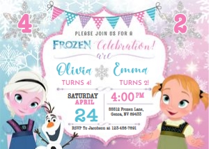 Frozen Birthday Invitation two names/ages F09: 8252059975859