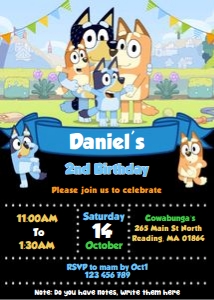 Bluey Boy Invitation BB2: 7180090998963