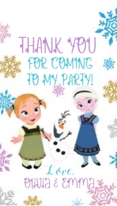 Frozen Thank you tag/ two names: 8252059975859