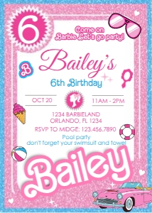Barbie Invitation- 02: 8252351217843