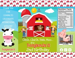 Barnyard Farm Chip Bag Design-03: Barnyard Birthday Party Package 3