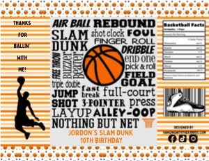 BASKETBALL Birthday Chip Bag Design: BASKETBALL Birthday Chip Bag Design