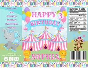 circus Birthday Chip Bag Design design preview