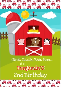 Barnyard Farm  Juice Pouch Labels Design-01: Barnyard Birthday Party Package 3