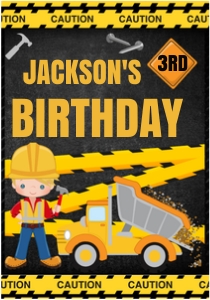 Construction Birthday Juice Pouch Labels Design 04: Construction Birthday Package 04