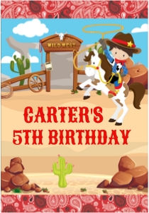 Cowboy Birthday Juice Pouch Labels Design 04: Cowboy Birthday Package 02