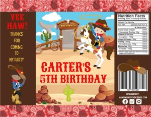 Cowboy Chip Bag Design 04: Cowboy Birthday Package 02