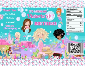 Mermaid Party Chip Bag Design 3: Mermaid Party Chip Bag Design 3