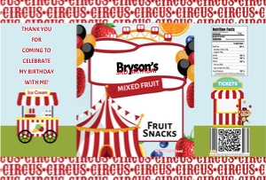Circus Party Fruit  Snack Label design preview