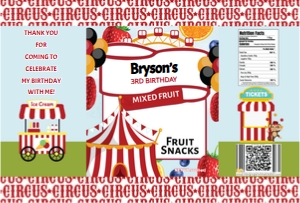 Circus Party Fruit  Snack Label: Circus Party Fruit  Snack Label