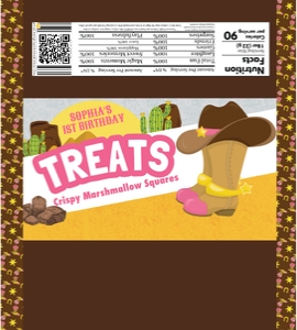 Western Rice Krispy Treat Wrapper: Western Pink Boots Rice Krispy Treat Wrapper