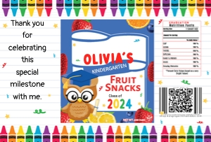 Elementary Graduation Fruit Snack Label design preview