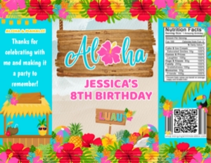 Luau Party Favor Chip Bag design preview