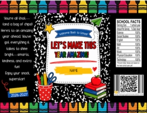 Back to School Chip Bag Template: Back to School Treat Bag Template