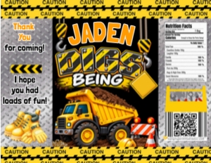 Construction 1st Birthday Chip Bag design preview
