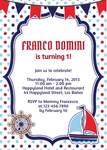 TVB022 Polka Dots Nautical Birthday Invitation design preview