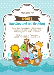TVB208 Noah's Ark Birthday Invitation design preview