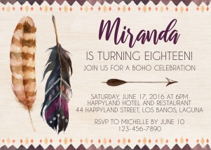 TVB079 Tribal Boho Birthday Invitation design preview