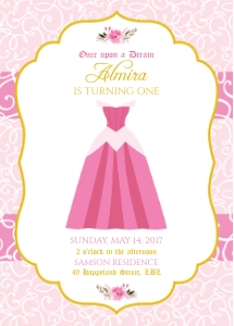 TVB077 Aurora Dress Birthday Invitation design preview