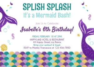 TVB092 Mermaid Birthday Invitation with Variation design preview