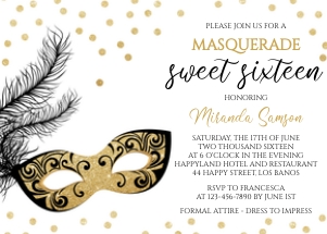 TVB095 Sparkly Masquerade Birthday Invitation design preview