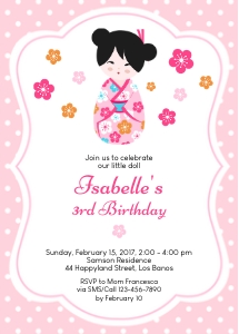 TVB096 Kokeshi Doll Invitation design preview