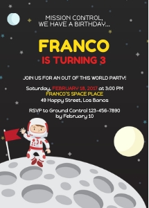 TVB103 Astronaut on Moon Birthday Invitation design preview