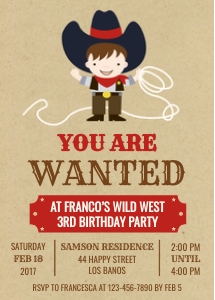 TVB098 Cowboy Fun Birthday Invitation design preview
