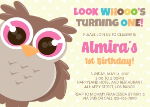 TVB099 Owl Birthday Invitation design preview