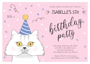 TVB112 Persian Cat Purr-ty Birthday Invitation design preview