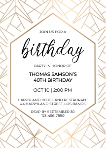 TVB091 Faux Gold Foil Geometric Invitation design preview