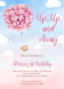 TVB202 Hydrangea Ride Birthday Invitation design preview