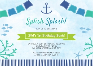 TVB198 Under the Sea Nautical Birthday Invitation design preview