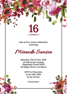TVB191 Blushing Blooms Birthday Invitation design preview