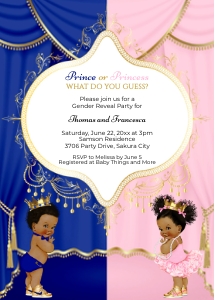 TVR210 Royal Prince or Princess Gender Reveal Invitation design preview