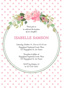 TVC117 Pink Blossom Baptism Invitation design preview