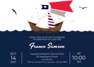TVC053 Nautical Sailboat Baptism Invitation design preview