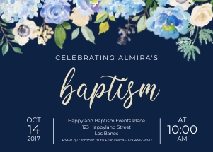 TVC116 Navy Floral Baptism Invitation design preview