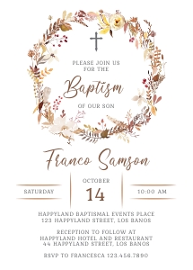 TVC118 Fall Wreath Baptism Invitation design preview