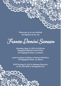 TVC134 Elegant Lace Baptism Invitation design preview